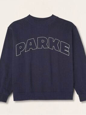 Parker Navy Crew Sweatshirt with Contrasting Stitch Logo